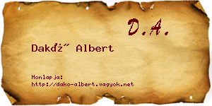 Dakó Albert névjegykártya